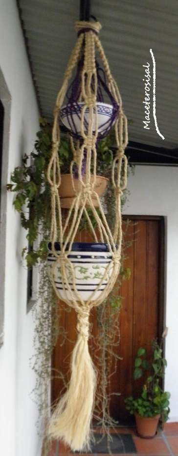 Maceteros colgantes artesanales en sisal con o sin apliques de hierro r en El Pinar - Decoración y jardín | 170846